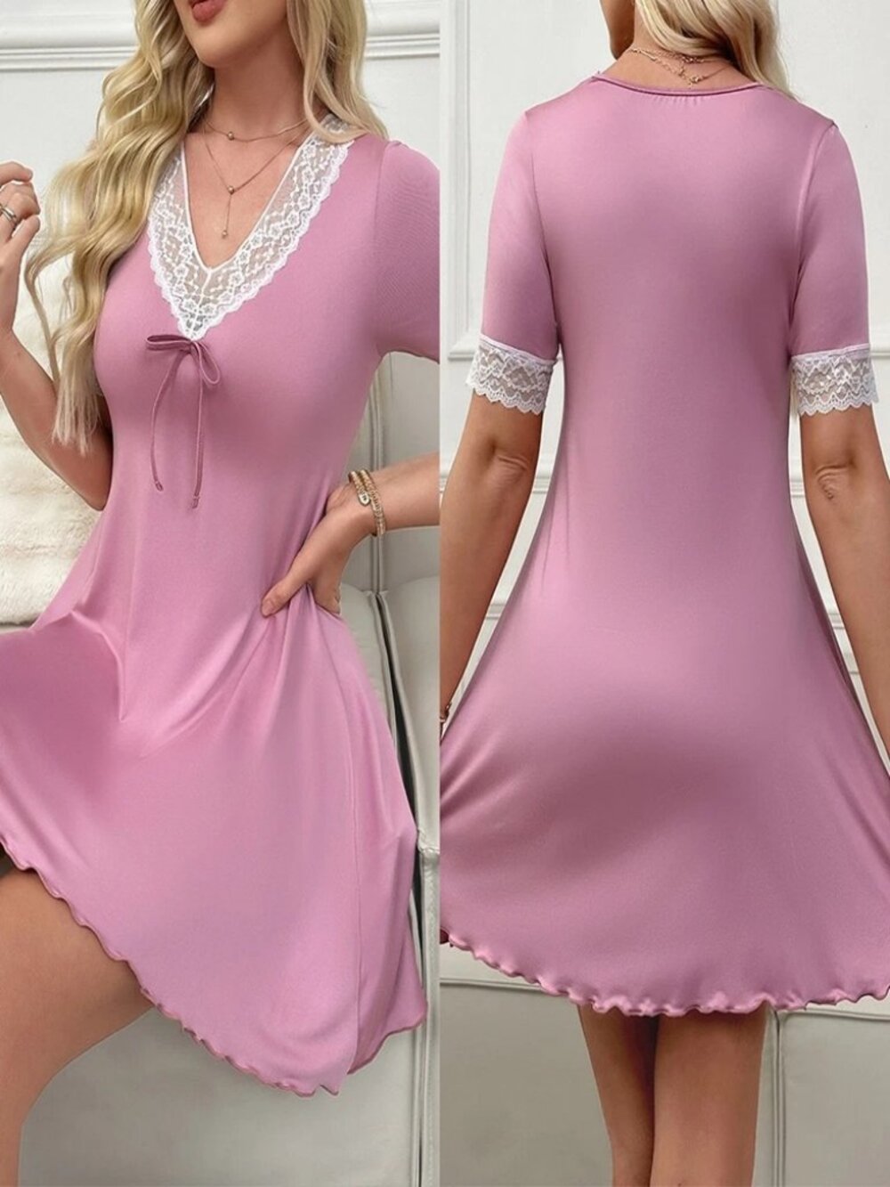 Sexy Women's Lingerie Lace Cotton Underwear Night Dress Babydoll Pajamas Robe US